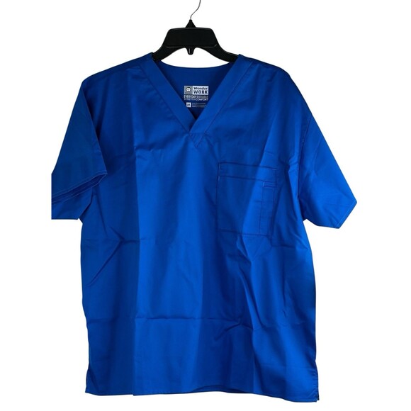 Wonder Work BRAND NEW Women’s V-Neck Top Stretch Comfort Color Royal Blue Sz Med - Picture 1 of 11